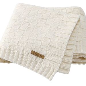 Cream Knit Baby Blanket - Soft Cozy Throw for Kids